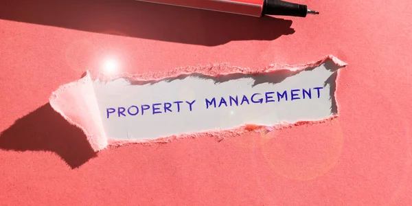 Kézírás Jel Property Management Concept Jelentése Felügyelet Ingatlan Megőrzött Értéke — Stock Fotó