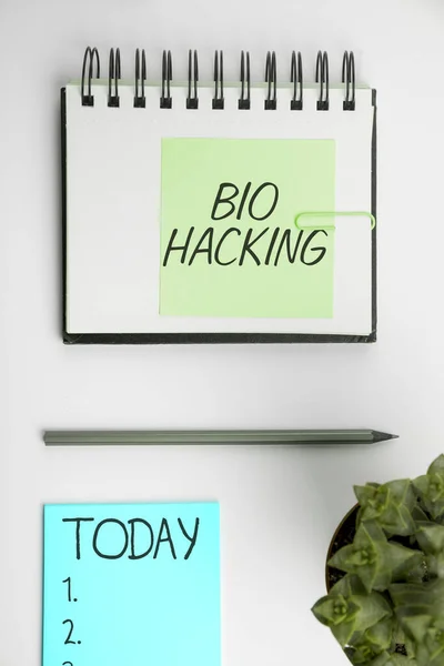 Konceptuell Bildtext Bio Hacking Konceptuell Foto Utnyttja Genetiskt Material Experimentellt — Stockfoto