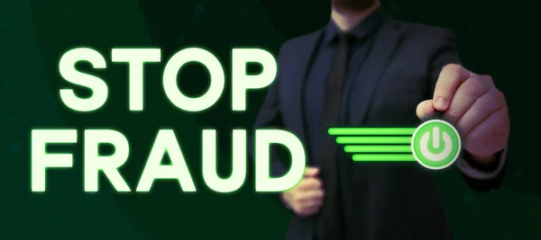 Texto Caligrafia Stop Fraud Internet Concept Campanha Aconselha Pessoas Prestar — Fotografia de Stock