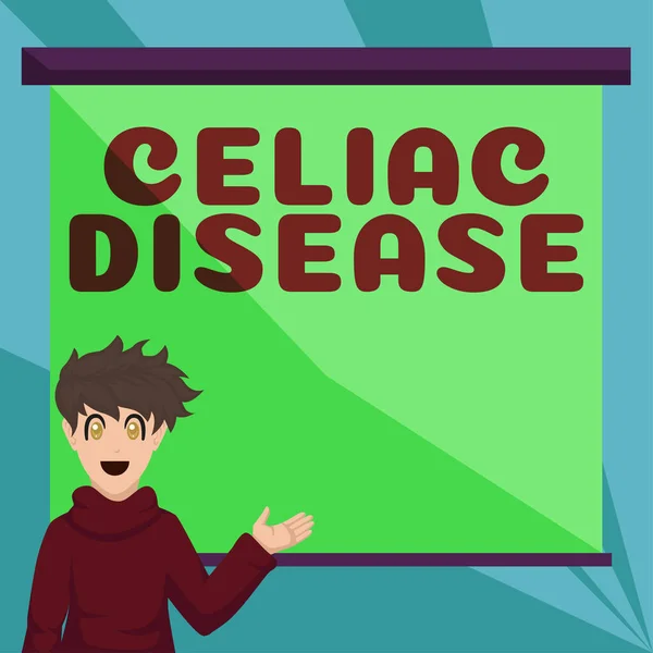 Fogalmi Felirat Celiac Betegség Üzleti Megközelítés Vékonybél Túlérzékeny Glutén Emésztési — Stock Fotó