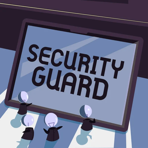 Señal Que Muestra Security Guard Herramientas Enfoque Empresarial Utilizadas Para — Foto de Stock