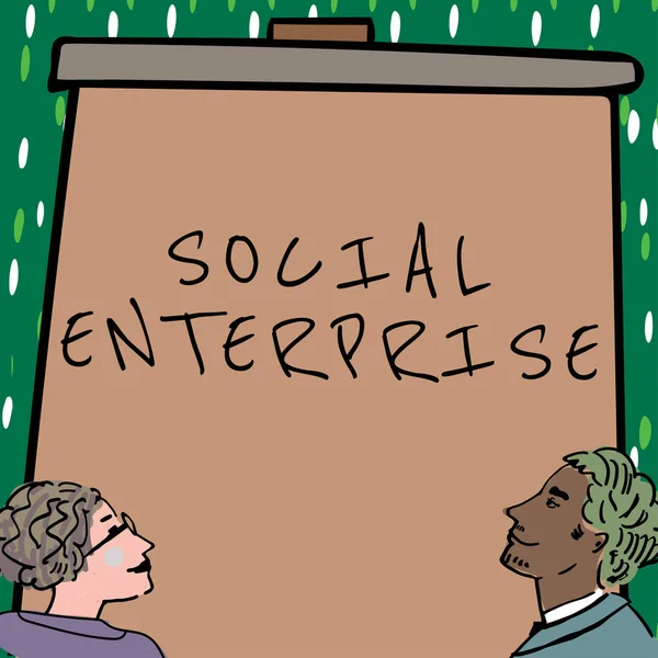 手書きの署名ソーシャルエンタープライズ ビジネスは社会的責任ある方法でお金を稼ぐビジネスを紹介します — ストック写真