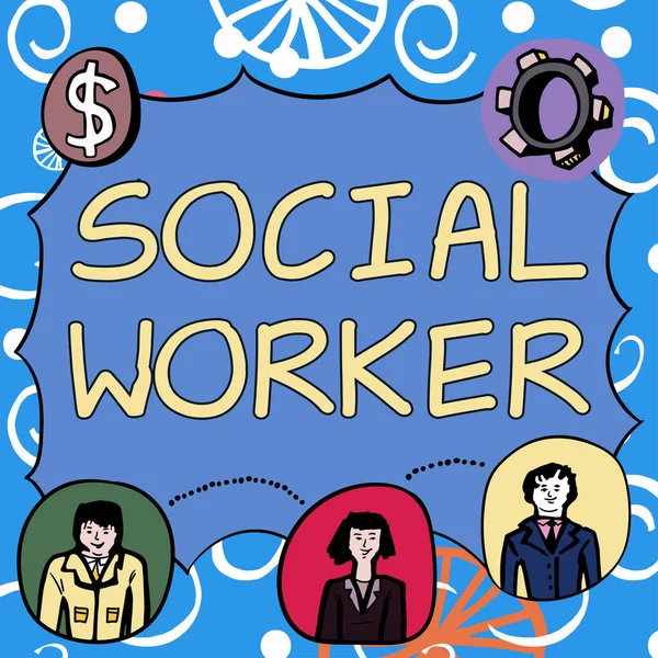 Texto Que Muestra Inspiración Trabajador Social Apoyo Enfoque Empresarial Personas —  Fotos de Stock