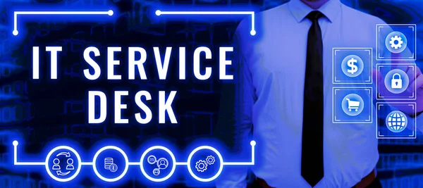 手写签名It Service Desk Business Overview Technological Support Online Assistance Help — 图库照片