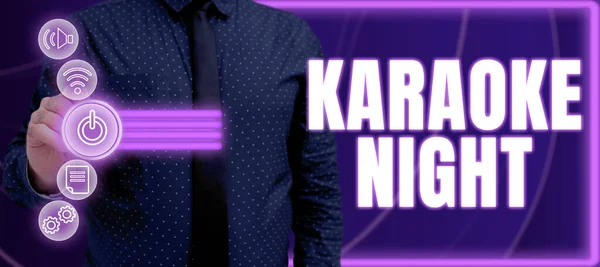 Text Zeigt Inspiration Karaoke Night Konzept Bedeutet Unterhaltung Mitsingen Instrumentaler — Stockfoto