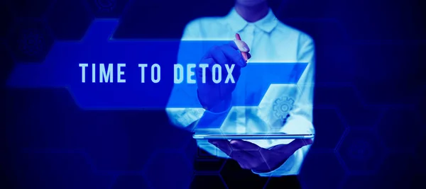 Text Zeigt Inspiration Time Detox Geschäftsidee Moment Für Diät Ernährung — Stockfoto