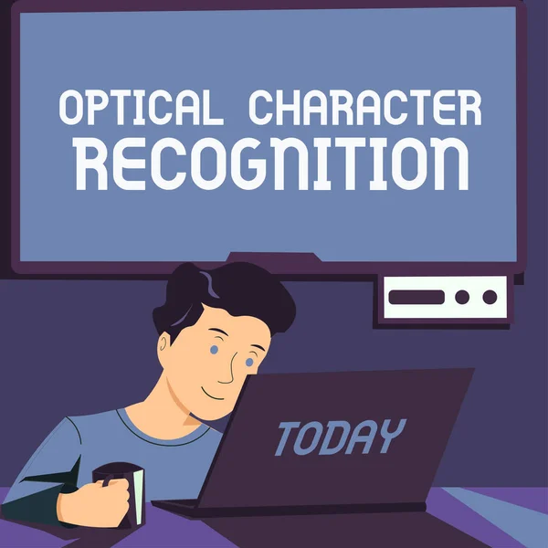 Podpis Zobrazující Optické Rozpoznávání Znaků Slovo Napsané Identifikaci Tištěných Znaků — Stock fotografie