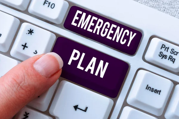 Text Sign Showing Emergency Plan Business Concept Procedures Response Major — Stock Photo, Image