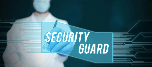 Exibição Conceitual Security Guard Word Para Ferramentas Usadas Para Gerenciar — Fotografia de Stock
