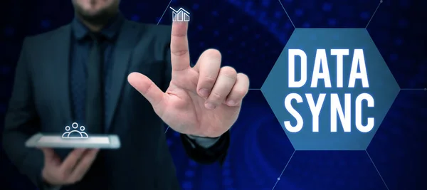 Conceptuele Bijschrift Data Sync Business Showcase Gegevens Die Continu Wordt — Stockfoto