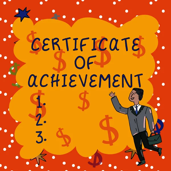 Inspiration Showing Sign Certificate Achievement Business Approach Certify Person Done — Stock Photo, Image