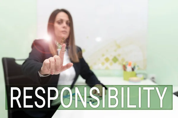 Tekst Pokazujący Inspirację Odpowiedzialność Podejście Biznesowe Kontrolowanie Kogoś Akt Odpowiedzialności — Zdjęcie stockowe