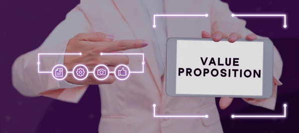 Podpis Koncepcyjny Value Proposition Business Concept Service Make Company Product — Zdjęcie stockowe