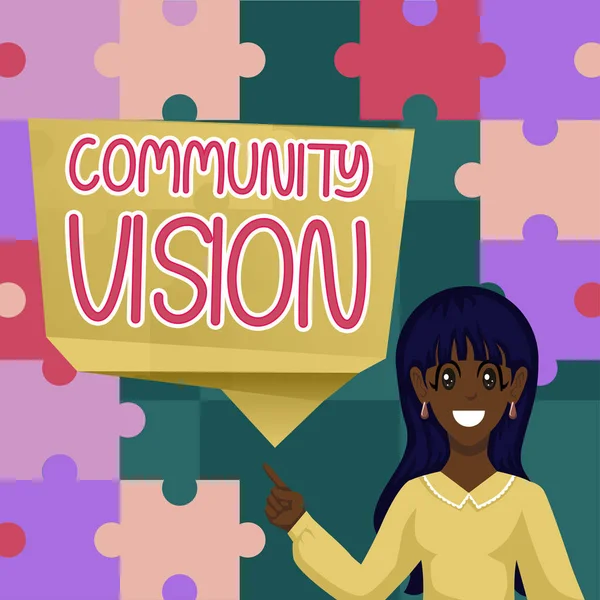 Inspiratie Toont Teken Community Vision Woord Voor Buurtvereniging State Affiliation — Stockfoto