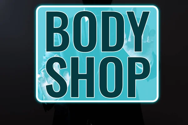 Inspirace Ukazující Ceduli Body Shop Word Napsaná Prodejně Kde Vyrábějí — Stock fotografie