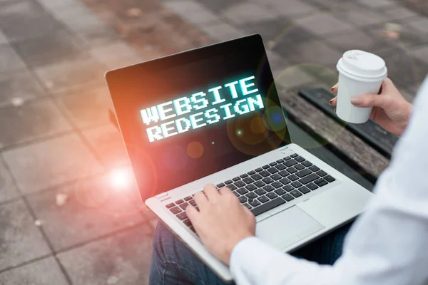 Sign Exibindo Website Redesign Internet Concept Modernize Improver Evamp Seus — Fotografia de Stock