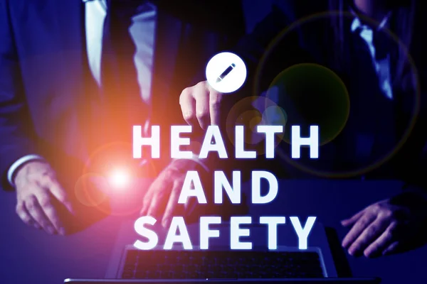 Gesundheit Und Sicherheit Des Textes Konzept Bedeutet Die Geeigneten Schritte — Stockfoto