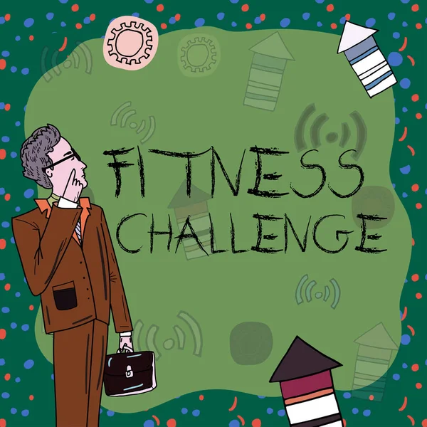 Panneau Affichant Fitness Challenge Internet Concept Condition Être Physiquement Forme — Photo