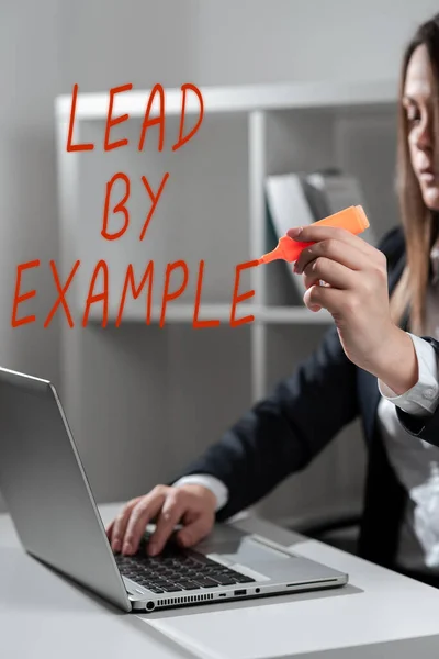 Handwriting Text Lead Example Word Written Mentor Leader Follow Rules — Stock Photo, Image