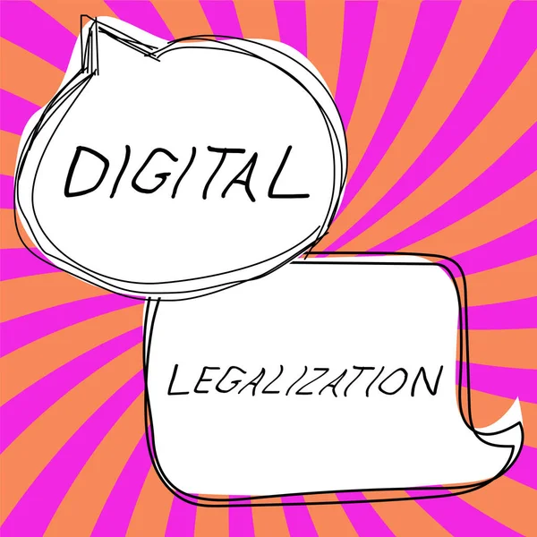 Señal Escritura Mano Legalización Digital Idea Negocio Acompañada Tecnología Práctica —  Fotos de Stock