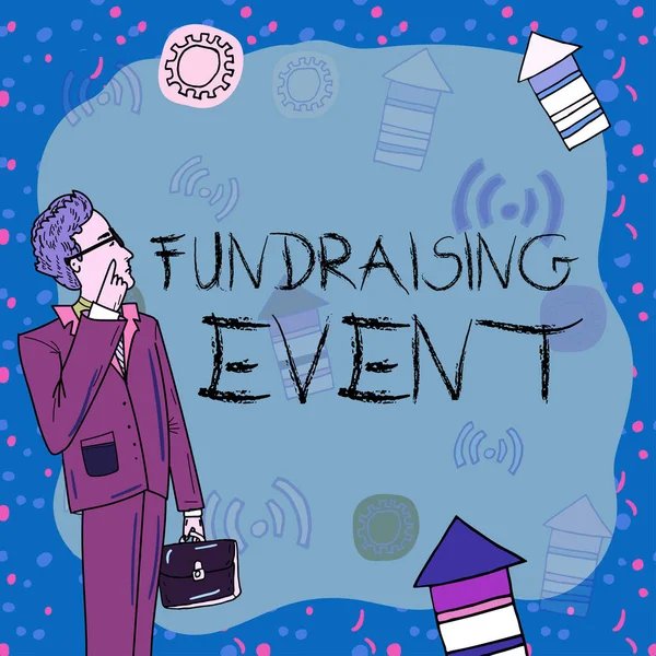 Text Znázorňující Fundraising Event Koncept Znamená Kampaň Jejímž Účelem Získat — Stock fotografie