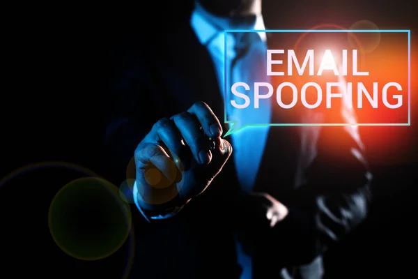 Email Spoofing 텍스트 비즈니스 개념은 이메일 계정이나 서비스의 내용을 전하게 — 스톡 사진