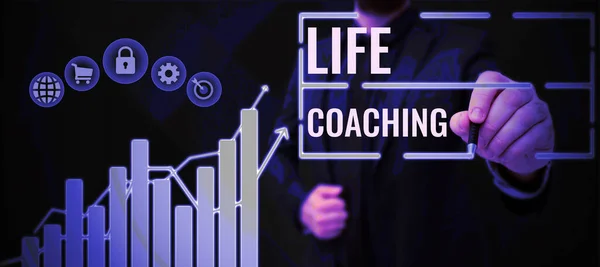 Texto Que Muestra Inspiración Life Coaching Concepto Que Significa Mejorar — Foto de Stock