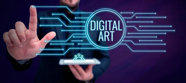 Концептуальный Заголовок Digital Art Business Concept Use Skill Creative Imagination — стоковое фото