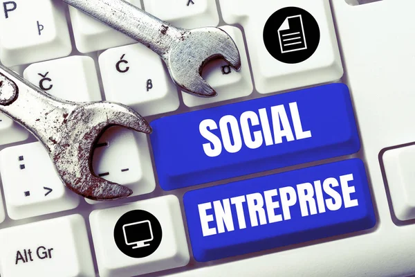 Testo Calligrafico Social Enterprise Word Business Che Soldi Modo Socialmente — Foto Stock