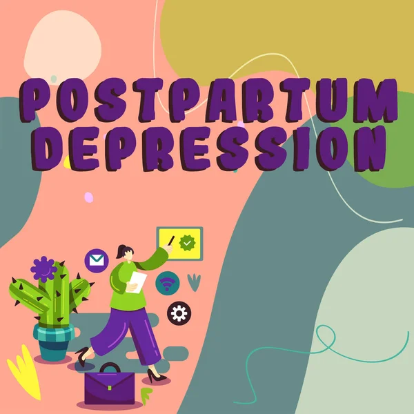 Tekenen Weergeven Postpartum Depressie Woord Voor Een Stemmingsstoornis Waarbij Intense — Stockfoto