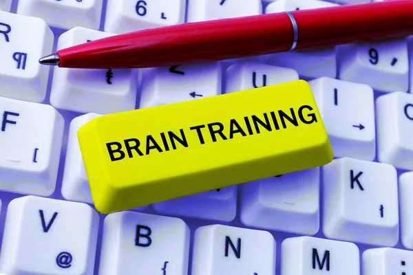 Zarejestruj Wyświetlanie Mózgu Szkolenia Słowo Napisane Aktywności Umysłowej Celu Utrzymania — Zdjęcie stockowe