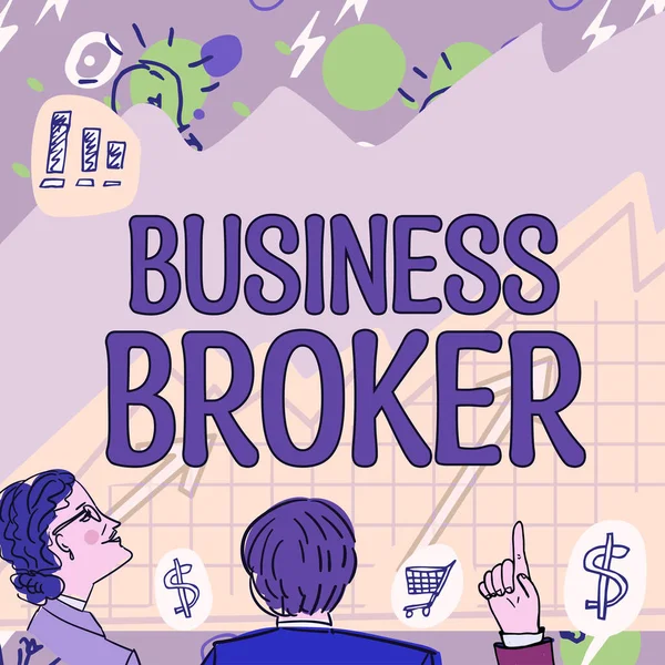 Mão Escrita Sinal Business Broker Palavra Escrito Sobre Publicação Conteúdo — Fotografia de Stock