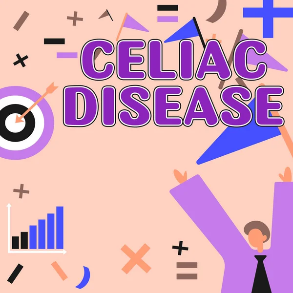 Kézírás Szöveg Celiac Betegség Üzleti Megközelítés Vékonybél Túlérzékeny Glutén Emésztési — Stock Fotó