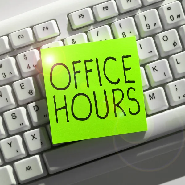 Kavramsal Gösterim Ofis Saatleri Saatlerinin Çalışma Saatleri Üzerine Yazılmış Sözcük — Stok fotoğraf