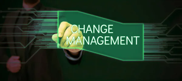 Zeichen Für Change Management Business Ansatz Ersatz Der Führung Einer — Stockfoto