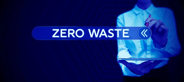 廃棄物ゼロを示すテキスト記号 事業概要産業責任には 堆肥化 リサイクル 再利用が含まれます — ストック写真