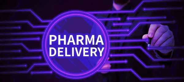 Konceptuální Displej Pharma Delivery Obchodní Přehled Jak Vám Zasílají Vaše — Stock fotografie