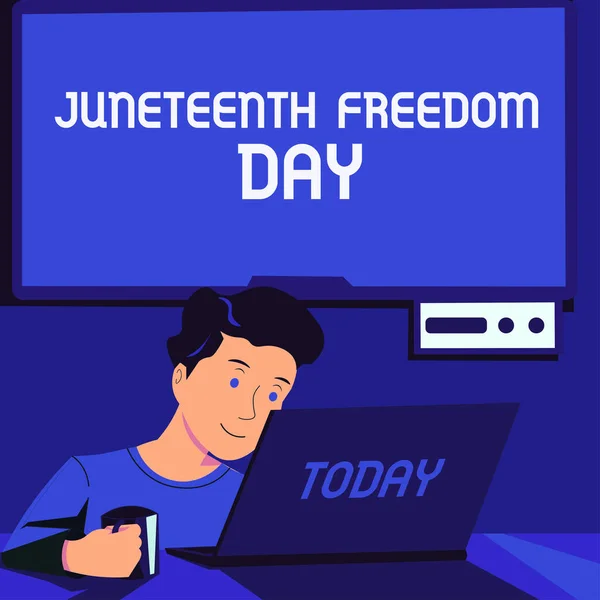 Conceptual Caption Juneteenth Freedom Day Business Overview Legal Holiday United — стокове фото