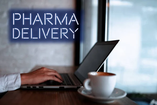 Handschriftlicher Text Pharma Delivery Geschäftsidee Ihre Rezepte Direkt Aus Der — Stockfoto