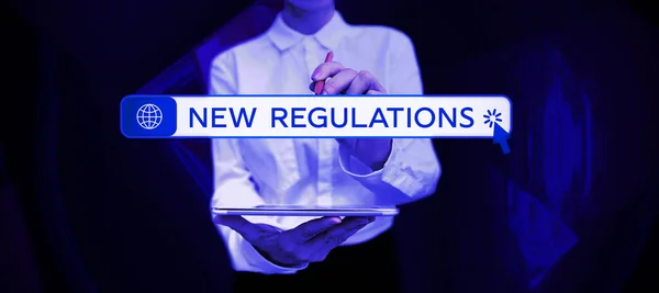 Text Zeigt Inspiration Neue Regulierungen Geschäftsansatz Regulierung Der Normalerweise Von — Stockfoto