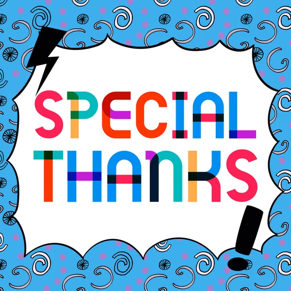 Escrever Exibindo Texto Agradecimentos Especiais Palavra Para Expressão Apreço Gratidão — Fotografia de Stock