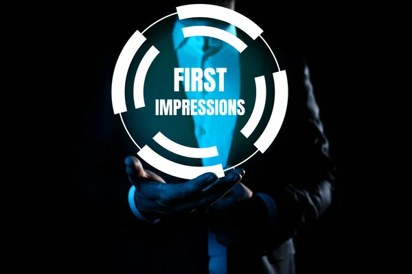 Conceptual Display First Impressions Business Idea Vás Člověk Myslí Když — Stock fotografie