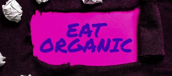Szöveg Felirat Bemutató Egyél Organikus Word Csökkentése Étkezési Édességek Diabetikus — Stock Fotó