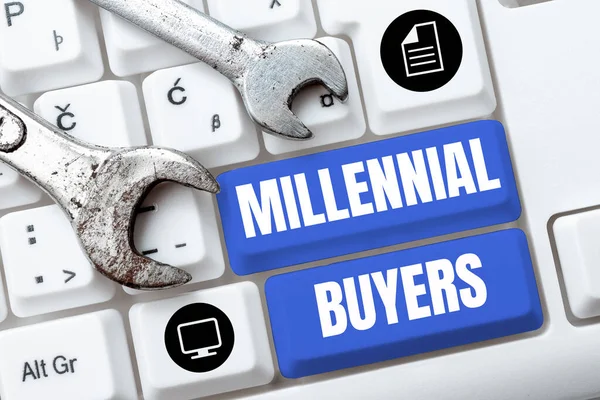 Légende Conceptuelle Millennial Buyers Word Écrit Sur Type Consommateurs Qui — Photo