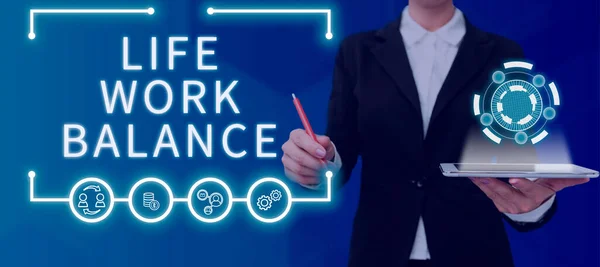 Pisanie Ręczne Znak Life Work Balance Business Podejście Stabilność Osoba — Zdjęcie stockowe