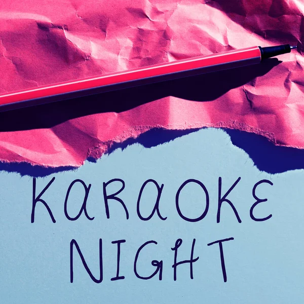 Bildunterschrift Großansicht Des Bildes Mit Der Bildunterschrift Karaoke Nacht Business — Stockfoto