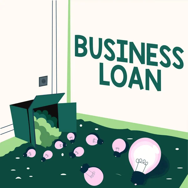 ビジネスローン ビジネスアプローチを表示するサインクレジット住宅ローン金融支援現金進歩債務 — ストック写真