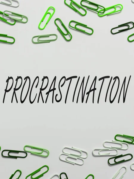 Skriva Visa Text Procrastination Begreppet Mening Fördröja Eller Skjuta Upp — Stockfoto