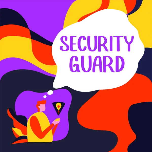 Знак Показывающий Security Guard Word Watch Инструментах Используемых Управления Несколькими — стоковое фото