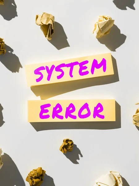 手写文本系统错误 概念意谓技术故障软件崩溃崩溃信息损失 — 图库照片